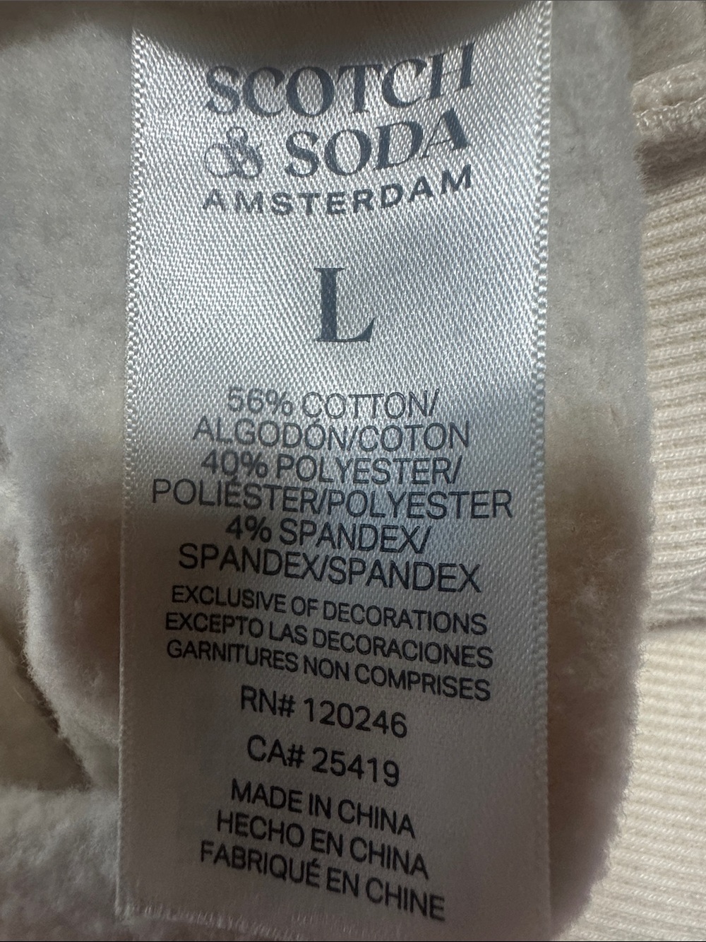 Scotch & Soda embroidered puff-sleeve cream sweatshirt Size L Large - Picture 7 of 7